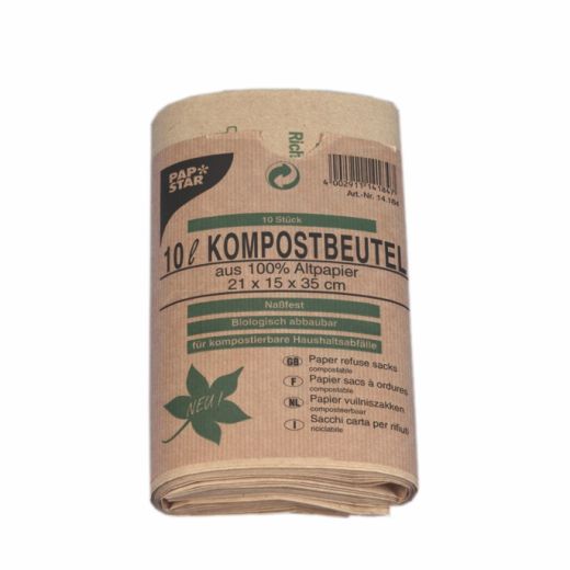 Abfallbeutel aus Kraftpapier, 10 l, braun, H 35 x B 21 cm 1