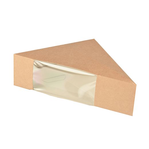 Bio-Sandwichboxen, Pappe mit Sichtfenster aus PLA 12,3 x 12,3 x 5,2 cm braun 1