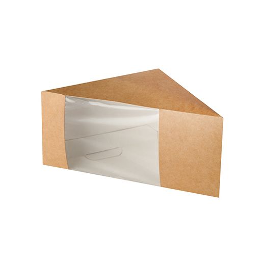 Bio-Sandwichboxen, Pappe mit Sichtfenster aus PLA 12,3 x 12,3 x 8,2 cm braun 1