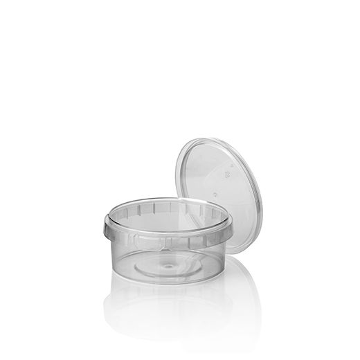 Feinkostbecher, PP 240 ml Ø 9,5 cm · 5,6 cm transparent mit Originalitätsverschluss 1