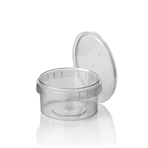 Feinkostbecher, PP 480 ml Ø 11,8 cm · 7 cm transparent mit Originalitätsverschluss 1