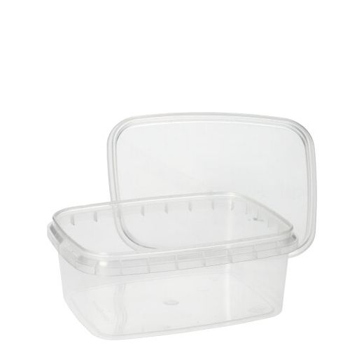 Feinkostbecher, PP eckig 250 ml 4 cm x 8,6 cm x 10,9 cm transparent mit Originalitätsverschluss 1