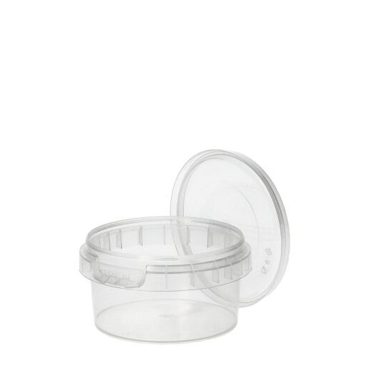 Feinkostbecher, PP rund 80 ml Ø 6,9 cm · 3,65 cm transparent mit Originalitätsverschluss 1