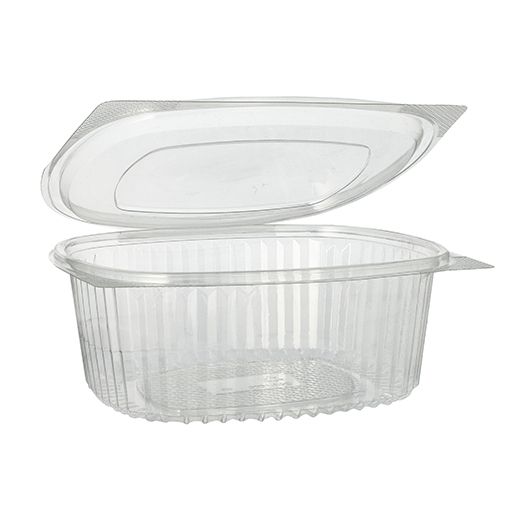 Feinkostbecher & Salatschalen To Go mit Klappdeckel, R-PET oval 1000 ml 1