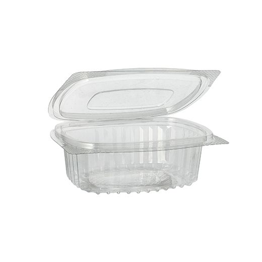 Feinkostbecher & Salatschalen To Go mit Klappdeckel, R-PET oval 250 ml 1