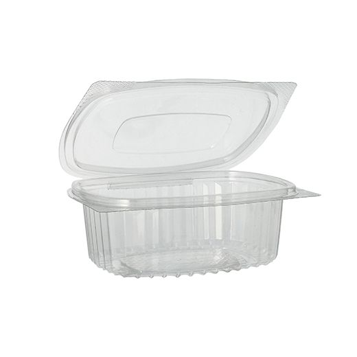 Feinkostbecher & Salatschalen To Go mit Klappdeckel, R-PET oval 375 ml 1