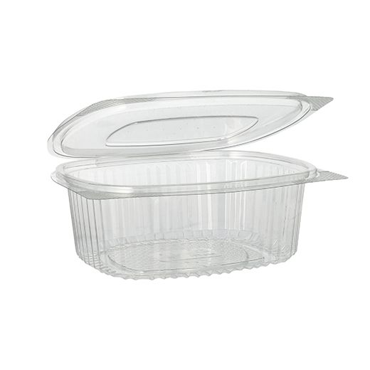 Feinkostbecher & Salatschalen To Go mit Klappdeckel, R-PET oval 750 ml 1