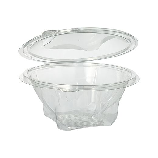 Feinkostbecher und Salatschalen To Go, mit Klappdeckel, R-PET, rund, 750 ml, glasklar 1