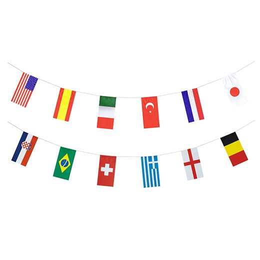 Flaggenkette, Papier 10 m "32 Nations" schwer entflammbar 1