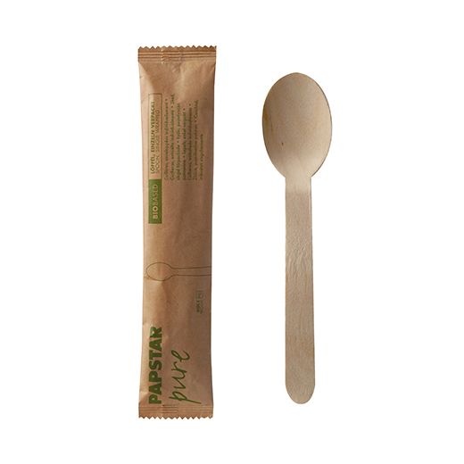 Holzlöffel "pure" 16 cm natur einzeln verpackt in Papierbeutel - Bild 1