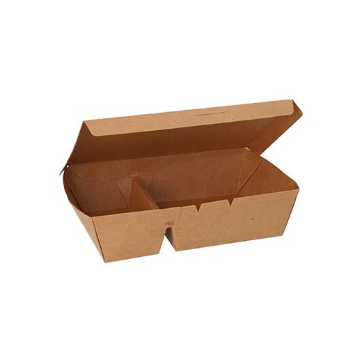 Lunchboxen aus Pappe, 2-geteilt, gesamt 450 ml, 5 cm x 13 x 19 cm braun - Bild 1