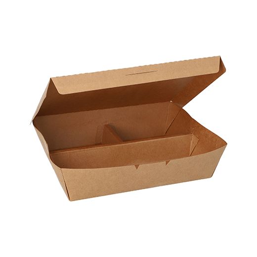 Lunchboxen aus Pappe, 3-geteilt, gesamt 600 ml, 5 cm x 17,2 x 21 cm  - Bild 1