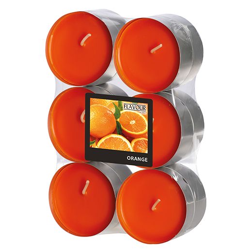 Maxi Duftteelichter, Orange, Ø 58 mm · 24 mm, "Flavour" - Bild 1