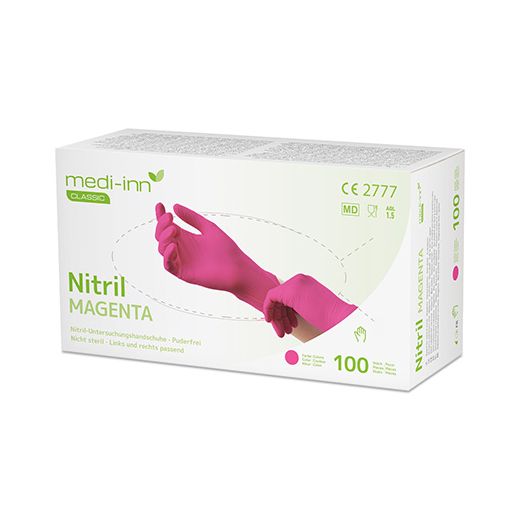 Nitril-Handschuhe, puderfrei magenta "Nitril Magenta" Größe L 1