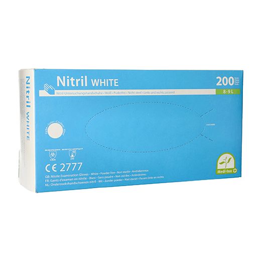 Nitrilhandschuhe, puderfrei, weiss, Größe L, "Medi-Inn®", "White" 1