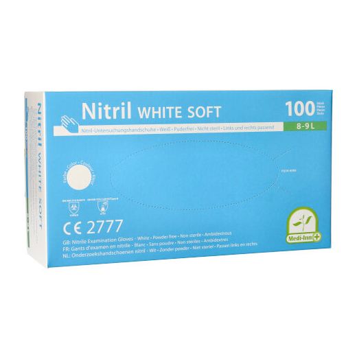 Nitrilhandschuhe, puderfrei, weiss, Größe L, "Medi-Inn®", "White Soft" 1