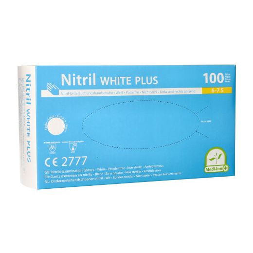 Nitrilhandschuhe, puderfrei, weiss , Größe S, "Medi-Inn®" "White Plus"
 1