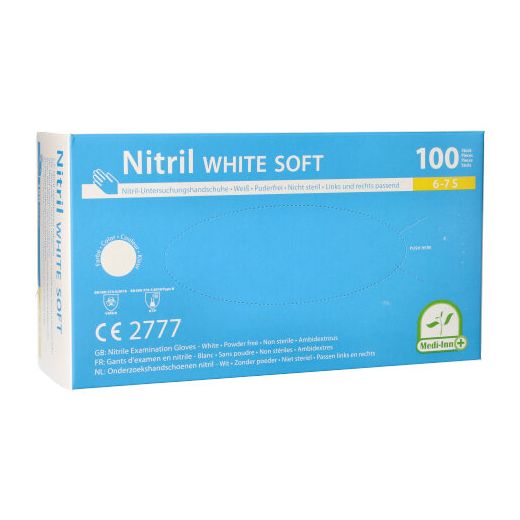 Nitrilhandschuhe, puderfrei, weiss, Größe S, "Medi-Inn®", "White Soft"
 1