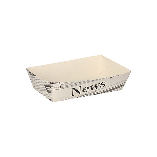 Pommes-Frites-Trays 9 x 13,5 cm weiss "Newsprint" mittel - Bild 1