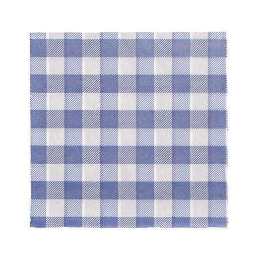 Servietten, 1-lagig 1/4-Falz 33 x 33 cm blau/weiss "Vichy Karo" - Bild 1