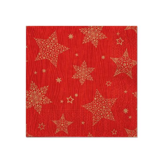 Servietten, 3-lagig 1/4-Falz 25 x 25 cm rot "Christmas Shine" - Bild 1