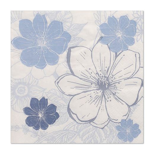 Servietten, 3-lagig 1/4-Falz 33 cm x 33 cm "Blue Floret" 1