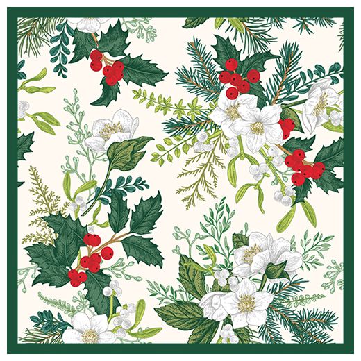 Servietten, 3-lagig 1/4-Falz 33 cm x 33 cm "Christmas Rose" 1