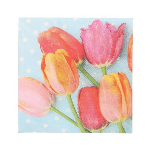 Servietten, 3-lagig 1/4-Falz 33 x 33 cm "Bella Tulipa" - Bild 1