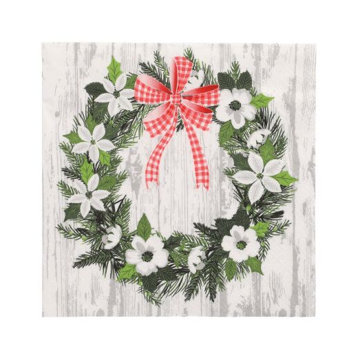 Servietten, 3-lagig 1/4-Falz 33 x 33 cm "Christmas Wreath" - Bild 1