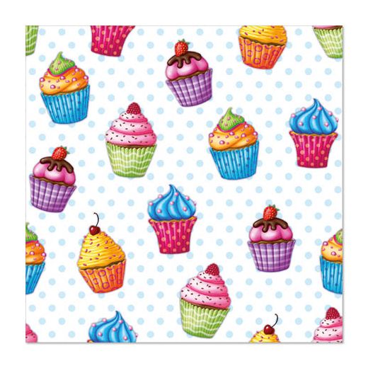 Servietten, 3-lagig 1/4-Falz 33 x 33 cm "Cupcakes" 1