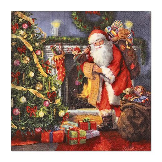 Servietten, 3-lagig 1/4-Falz 33 x 33 cm "Flying Santa" - Bild 1