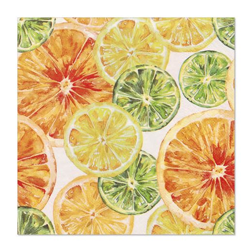 Servietten, 3-lagig 1/4-Falz 33 x 33 cm "Fruity Cocktail" 1