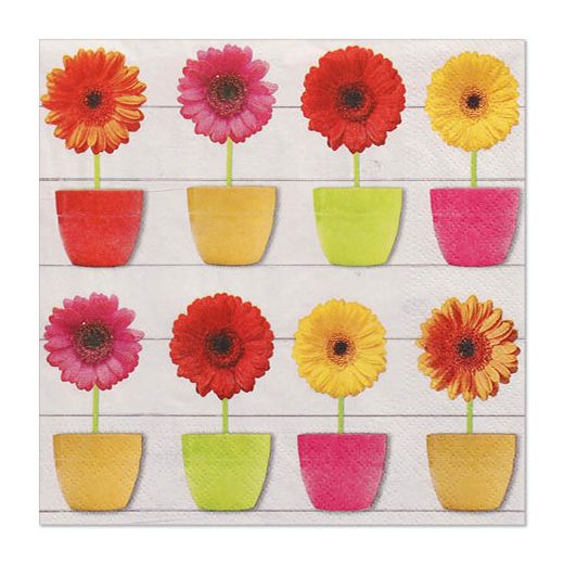 Servietten, 3-lagig 1/4-Falz 33 x 33 cm "Glowing Gerberas" 1