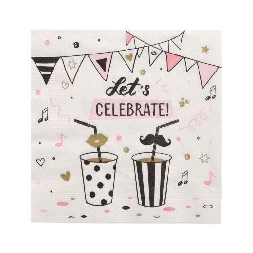 Servietten, 3-lagig 1/4-Falz 33 x 33 cm "Let's Celebrate" 1