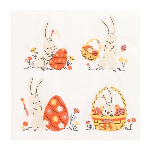 Servietten, 3-lagig 1/4-Falz 33 x 33 cm "Rabbit Parade" 1