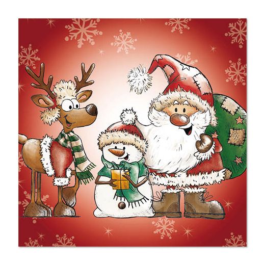 Servietten, 3-lagig 1/4-Falz 33 x 33 cm "Santa"s Companions" - Bild 1