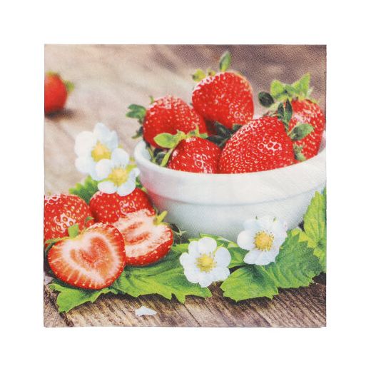 Servietten, 3-lagig 1/4-Falz 33 x 33 cm "Strawberry Taste" - Bild 1