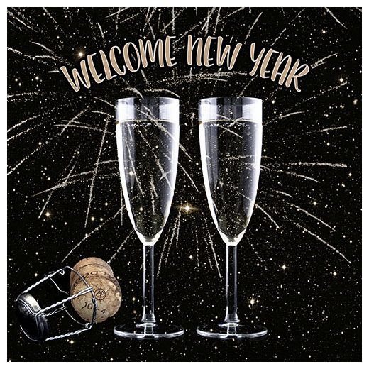 Servietten, 3-lagig 1/4-Falz 33 x 33 cm "Welcome New Year" - Bild 1