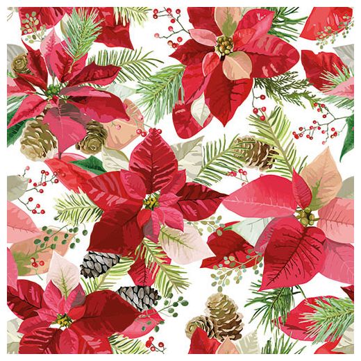 Servietten, 3-lagig 1/4-Falz 33 x 33 cm "Winter Poinsetta" 1