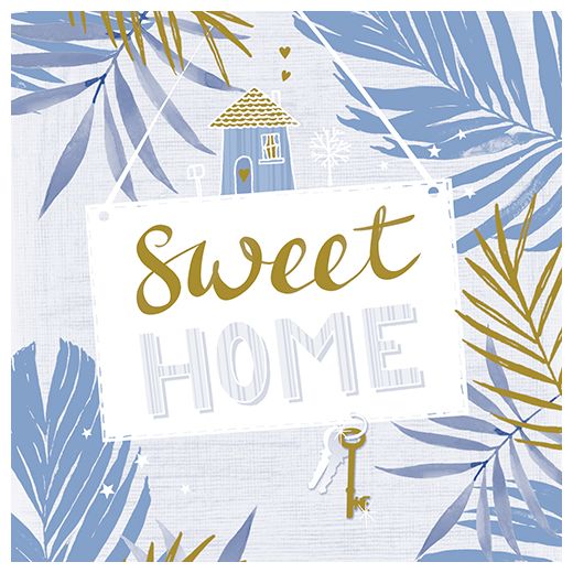 Servietten, 3-lagig 1/4-Falz 33 x 33 cm blau "Sweet Home" 1