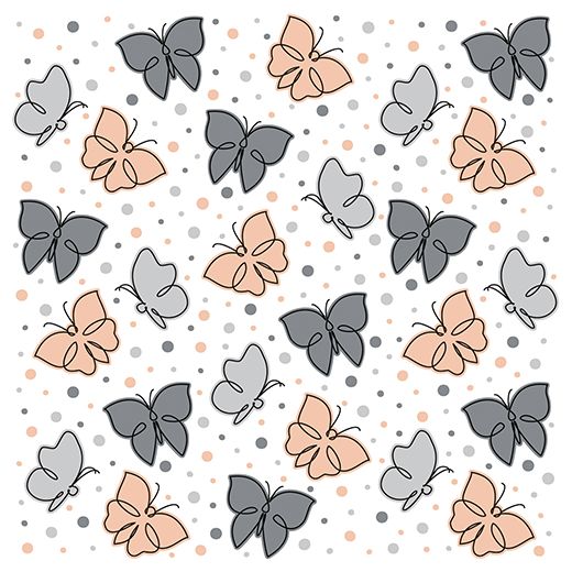 Servietten, 3-lagig 1/4-Falz 33 x 33 cm grau "Papillons" 1