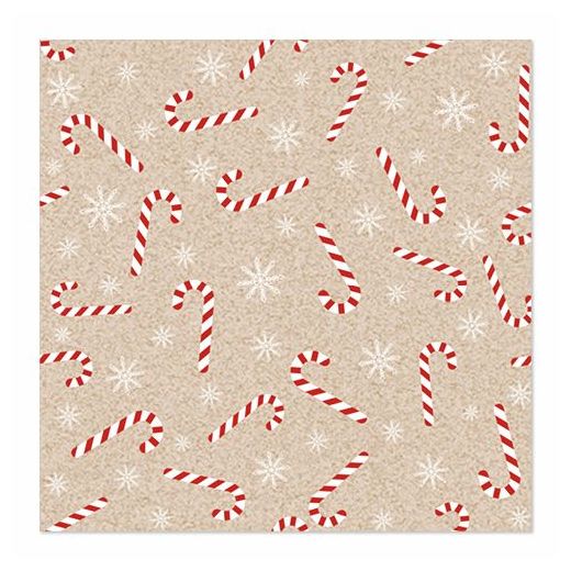 Servietten, 3-lagig 1/4-Falz 33 x 33 cm natur "Candy Canes" aus recyceltem Papier - Bild 1