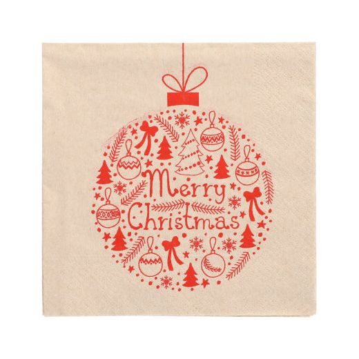 Servietten, 3-lagig 1/4-Falz 33 x 33 cm natur "Christmas Lettering" aus recyceltem Papier 1