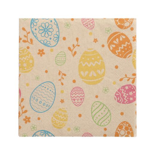 Servietten, 3-lagig 1/4-Falz 33 x 33 cm natur "Eggs" aus recyceltem Papier - Bild 1