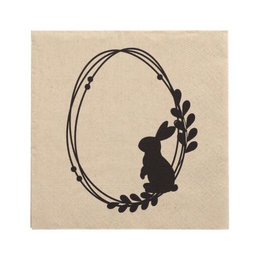 Servietten, 3-lagig 1/4-Falz 33 x 33 cm natur "Rabbit Wreath" aus recyceltem Papier - Bild 1