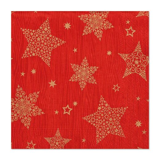 Servietten, 3-lagig 1/4-Falz 33 x 33 cm rot "Christmas Shine" - Bild 1