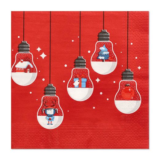 Servietten, 3-lagig 1/4-Falz 33 x 33 cm rot "Lighting" - Bild 1