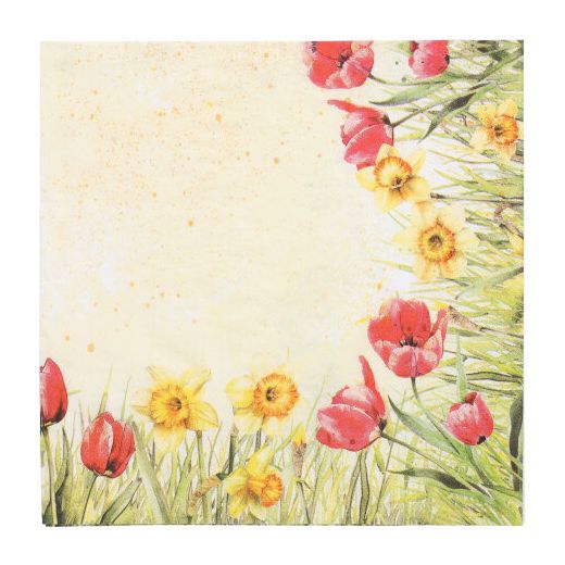 Servietten, 3-lagig 1/4-Falz 40 x 40 cm "Tulips & Daffodils" - Bild 1