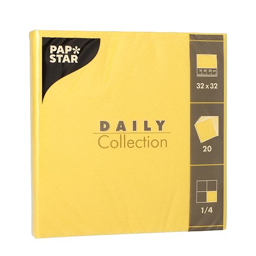 Servietten "DAILY Collection" 1/4-Falz 32 x 32 cm gelb - Bild 1