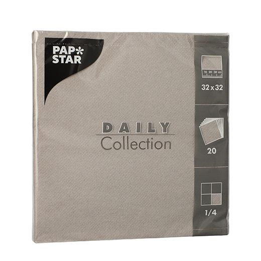 Servietten "DAILY Collection" 1/4-Falz 32 x 32 cm grau - Bild 1